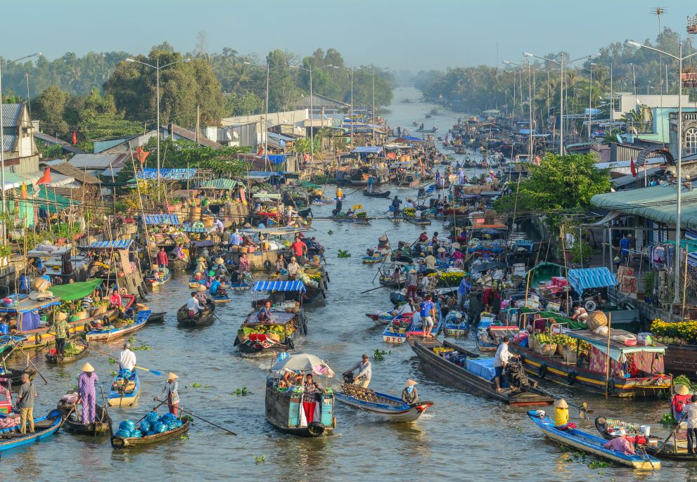 plávajúci trh na Mekongu